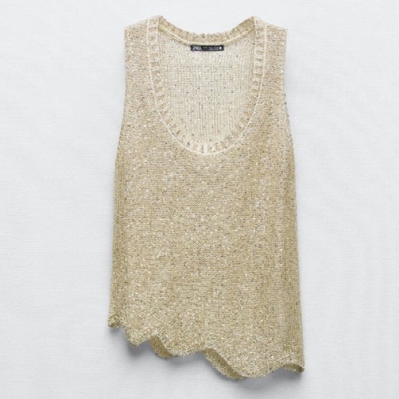 Zara Tops - Zara Gold Metallic Rhinestone Tank Top 7901/453/303 NWT